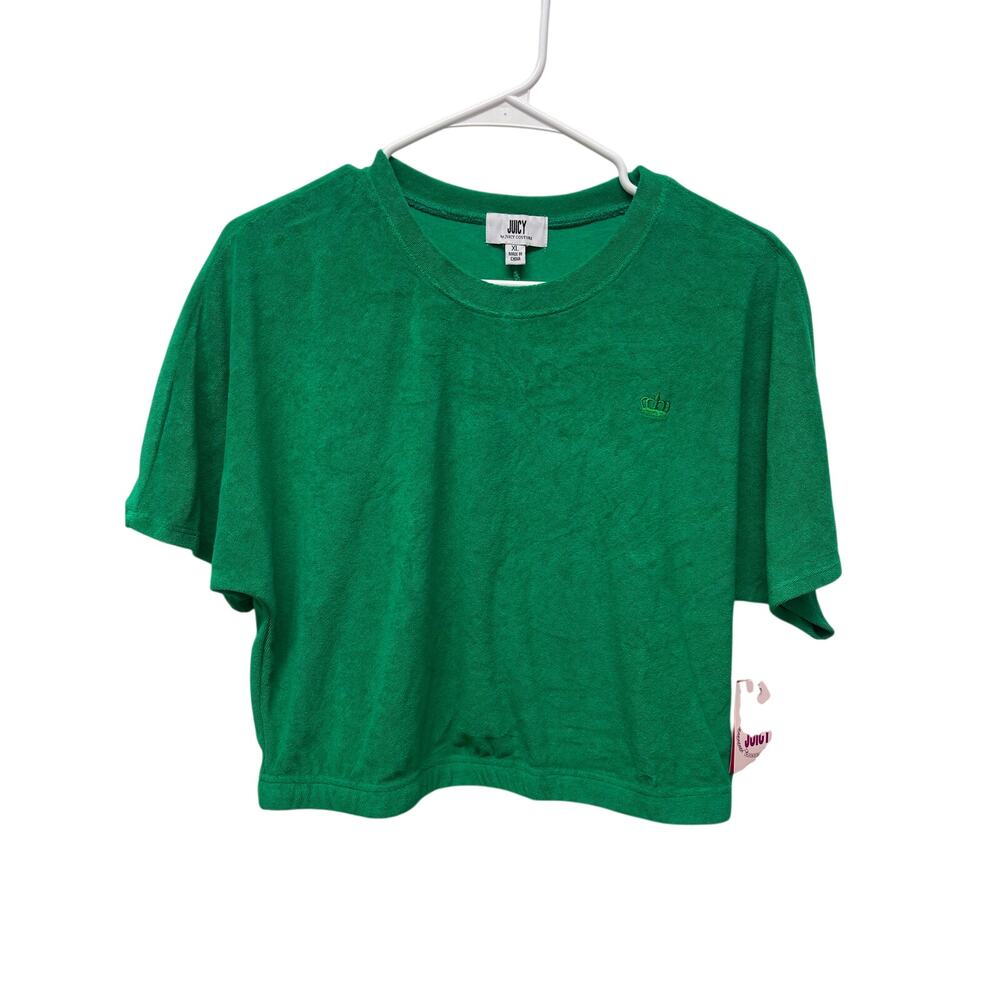 Juicy Couture Green terry cloth cropped top t-shirt NWT size XL